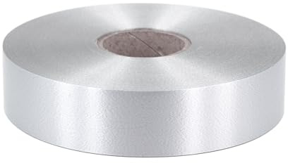 Star Geschenkband Ringelband 31mm x 100m wasserfest - 30 FARBEN in 5/10/19/31/50mm - Dekoband aus Kunststoff - Polyband Schleifenband zum Basteln von Weihnachtssternen & Autoschleifen - Silber