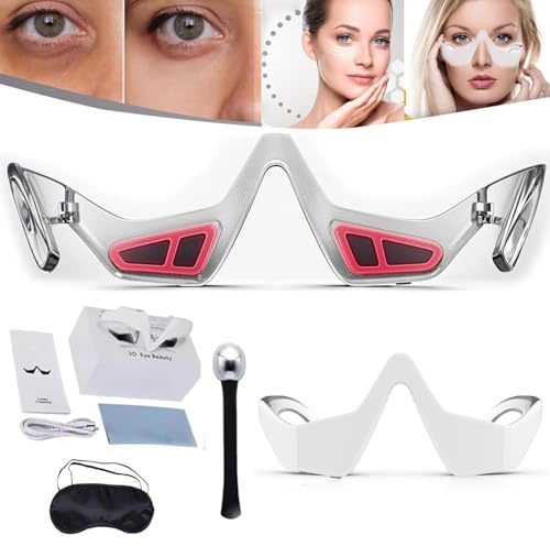 Occhiali massaggianti per terapia sotto gli occhi, con luce rossa a luce rossa, dispositivo di bellezza sotto gli occhi, massaggiatore per occhi, per ridurre occhiaie, gonfiore, rughe, rilassare