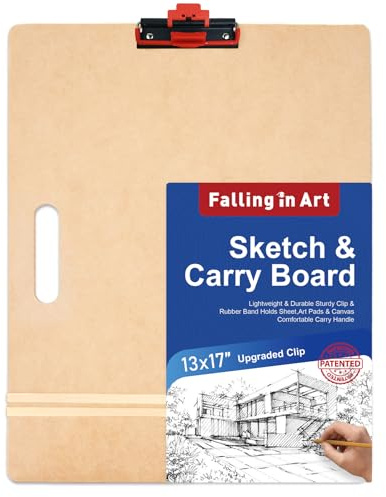 COOZEE 33 x 43 cm tablas de dibujo para artistas, tablero de bocetos portátil con clip mejorado ajustable y mango lateral, abrazadera de arte para estudio y dibujo en el aula