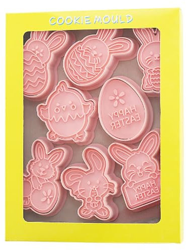 8 Pcs Easter Cookie Cutters Plastic Cookie Rabbit Shapes Cutters, Bunny Cookies Cutters，for Cookies Dough, Pastry, Donut, Cake Decor Chocolate Mould Cookie