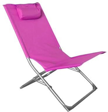Acomoda Textil – Hamaca Plegable con Respaldo Reclinable y Cojín Integrado para Jardín, Playa o Piscina 76x48x47 cm. Tumbona Portátil Ligera, Estable y de Fácil Almacenaje Ideal para Exterior (Rosa)