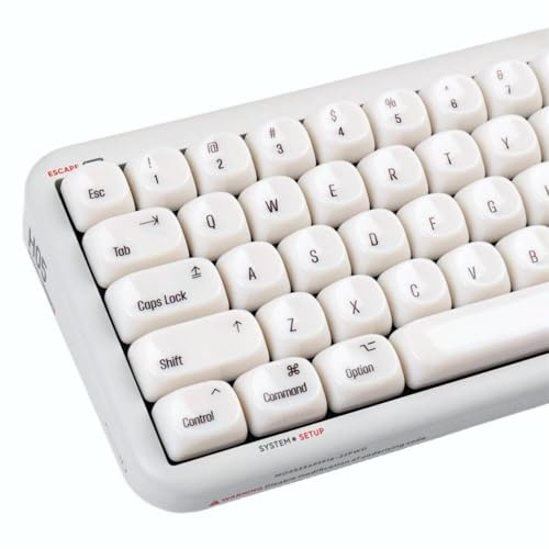 COOMICKEY 140 Keys White PBT Keycaps MOA Profile Keycap Set Minimalist White Mac Style Custom Cute Ceramic Keycaps for MX Switches Mechanical Keyboard