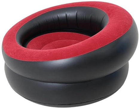 Aufblasbares Sofa, PVC, 79 x 79 x 42 cm, strukturierter Beflockung, Gartensitzmöbel für Wohnzimmer, Schlafsäle, Innenräume, Camping (rot)