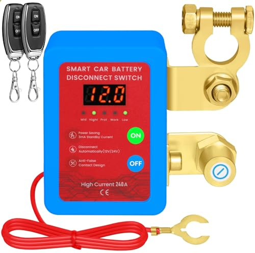 Mtchavno Disjoncteur de Batterie Télécommandé Sans Fil, Coupe Circuit Batterie 12V, 240 A Interrupteur D'arrêt Automatique avec Affichage LED pour Voiture Camping Car ATV Camion Bateau