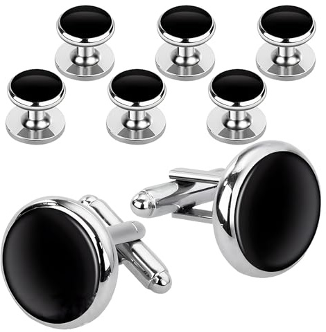 8 Pièces Boutons de manchette pour homme, boutons de manchette noirs pour hommes, manchette, mode personnalisé pour hommes mariage soirée dansante affaires cérémonie de