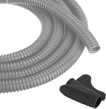 sourcing map 3/8 Inch 20ft Split Wire Loom Tubing, Flexible Cord Protectors with Installation Tool Cable Management Sleeve Conduits Cover for Office Home Electrical Automotive Wires, Gray