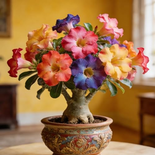 Rosa del Deserto - Resistente alla siccità, perenne/Colori vivaci/Adatta per giardini esterni e balconi interni/Adatta ai principianti-1Rizomi-B