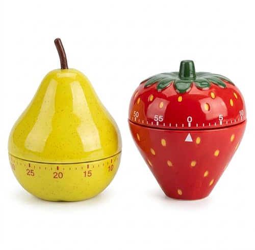 Sour Pear Kitchen Timer Wind Up Cooking Timer, Pear and Strawberry Kitchen Timer Set