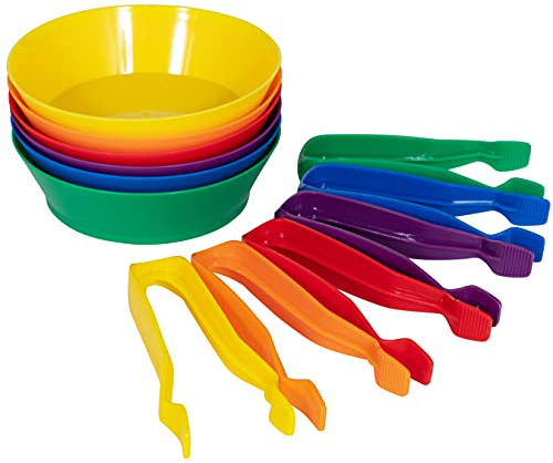 edxeducation Sortierschalen & Pinzetten - 12er Set - ab 18 Monaten - 6 Farben - Zähl- und Sortierspielzeug für Kleinkinder - Frühe mathematische und feinmotorische Fähigkeiten | Zähl- und Sortierspielzeug für Kleinkinder, Frühe mathematische und feinmotorische Fähigkeiten