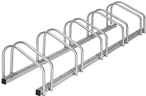 TecTake® Rastrelliera Biciclette in Acciaio da 4, Accessibile da Entrambi i Lati, Disposizione Modulabile, Rastrelliera Bicicletta con Struttura Resistente - Argento