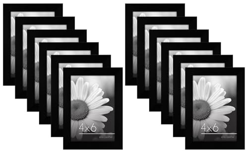 Americanflat 6x4 Photo Frames - Set of 12 - Gallery Wall Picture Frame Set in Black - Engineered Wood with Polished Plexiglass - Horizontal and Vertical Formats for Wall and Tabletop