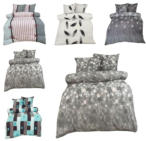 Leonado Vicenti Winter Bettwäsche Thermo Fleece Flausch Kuschelig Warme Garnitur Bettbezüge Set, Größe:4 teilig 135x200 cm, Farbe:Kristall grau