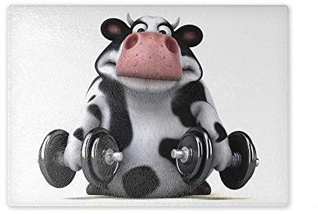 Schneidebrett/Glasschneidebrett 20x28x0,4cm - Motiv: 3D Kuh beim Yoga Meditation | 02