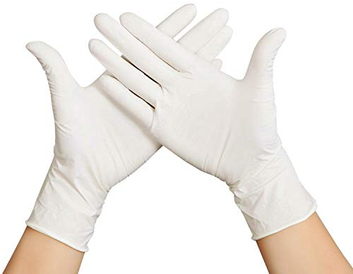 LAEMILIA 100 PCS Gants Nitrile Jetables Non Poudrés Imperméable pour Nourriture Cuisson Soins médicaux Beauté Coiffure Industriel Sanitaire Bricolage (M, Blanc)