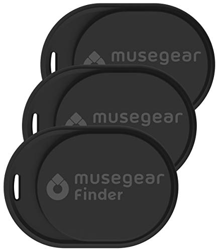 Musegear Schlüsselfinder mini mit Bluetooth App I Keyfinder laut für Handy in schwarz 3er Pack I Für iOS & Android I Schlüssel Finden
