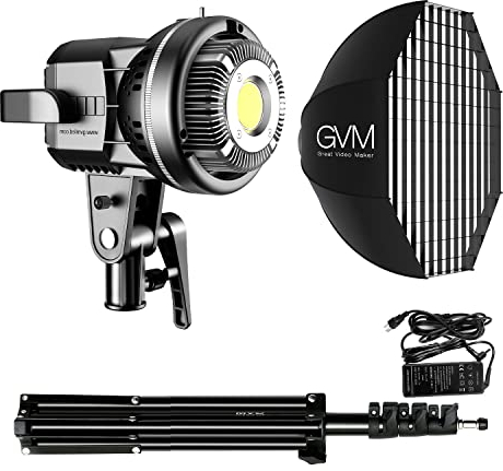 GVM Lampe Vidéo LED 80W Avec Boîte à Lumière Douce Bowens 5600K - Lumière Continue Avec Trépied Pour Youtube, Studio Photographie, Vlog