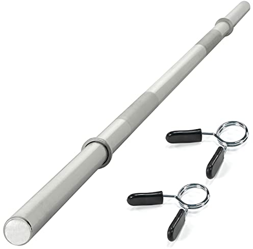 MAXXIVA® Langhantelstange - 120/140/160/180 cm, 30mm, bis 300kg, Stahl, Chrom, Federverschluss - Langhantel, Hantelstange, Langhantel-Stange, Bankdrücken (Silber, 140 cm)