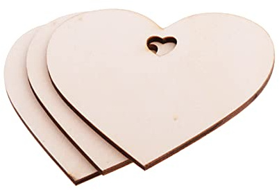 Herzförmig Holzplatten,30 Stück DIY Holzherzen Handgemachtes Holz Herzen Streudeko Mit Löchern Naturholzscheiben Unlackiert Beschrifte Holzherzen für Hochzeit Party Jubiläum Geschenkanhänger