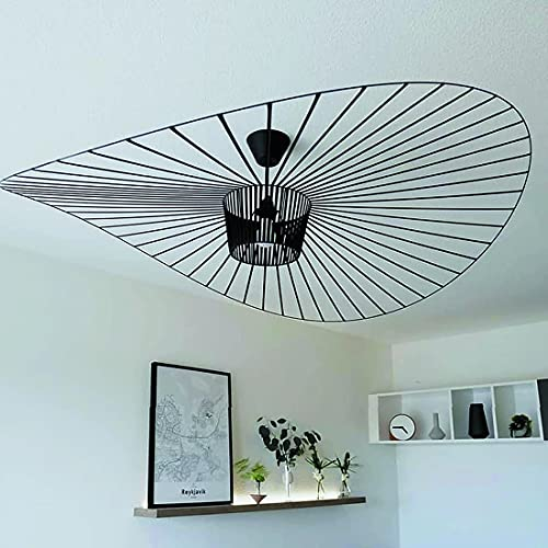GLZXMQBP Vertigo Lampe 100CM Schwarz Pendelleuchte Vintage HäNgelampe Modern Hut Wohnzimmer Kronleuchter für Kreative (einstellbare Lichthöhe) in Fiberglas + Polyurethan, E27 Kronleuchter