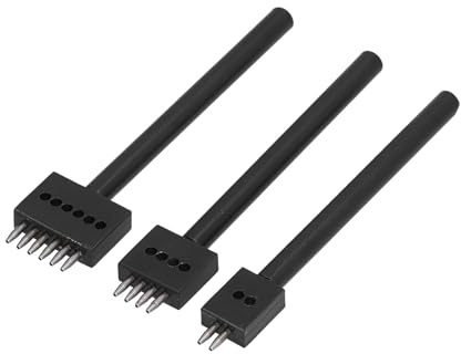 3pcs Leder Zinkenstanzer Werkzeugsatz, 2/4/6 Kohlenstoffstahl Zinkenreihe Rundschnitt Rundlocher für Lederhandwerk(Teeth 4mm),Andere Percussion-Tools