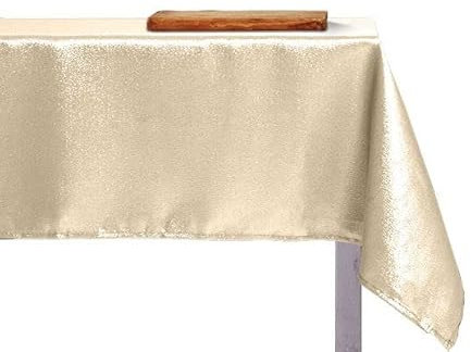 INTRECCI Tovaglia Antimacchia di Natale Rettangolare o Rotonda Tessuto Brillantini con Lurex più Colori e Misure, Tovaglia Natalizia Resistente Alle Macchie (4 POSTI 140x140 cm, Crema/Oro)
