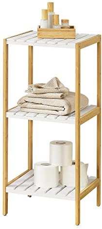 [en.casa] Badregal Balsfjord mit 3 Ablagen Bambus Regal Standregal Haushaltsregal 33x34x80cm Natur