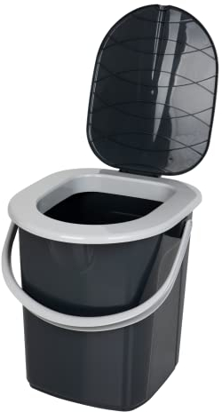BranQ Home Essential - Inodoro portátil de camping 100% plástico polipropileno reciclado, ecológico, 22 litros, con carga máxima de hasta 120 kg, antracita ecológico, talla única