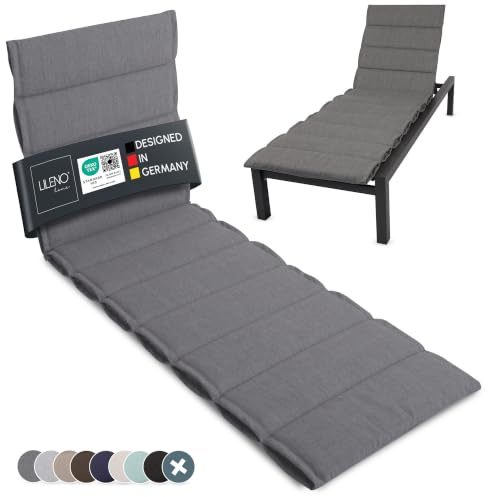 LILENO HOME Sonnenliege Auflage als [1er Set - Rollliege] in Grau | Gartenliegen Auflage perfekt für Strandliege - Polster für Gartenliege (200x60x4,5cm)