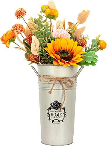 Ecotown Metall rustikale dekorative Vase,Metall Tisch Vase Krug mit Griff,Vintage Krug Gießkanne,Bauernhaus Stil Dekor für Haus, Garten