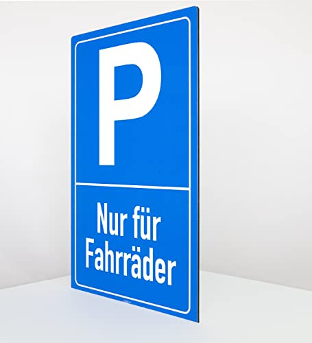 AllesKlaro® - Parkplatzschild - Nur für Fahrräder - Hochformat - blau - stabile 4mm Alu Verbundplatte (45x30cm)
