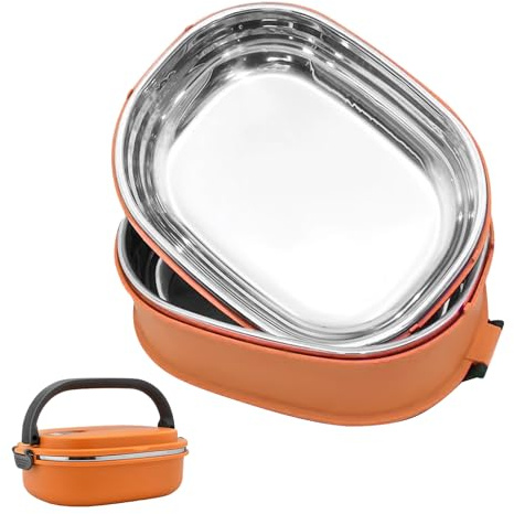 WMLBK Thermal Bento Lunch Box w/ Stainless Steel Thermal Insulation, Food Container Leak Proof Kids Student Children, Portable Food Storage Box Work School Office Picnic (Orange 1 layer), UP0218