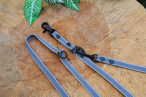 Extra Lange Leine Silber, gummiert 4-Fach verstellbar 4m x 15mm, Scheren-Karabiner