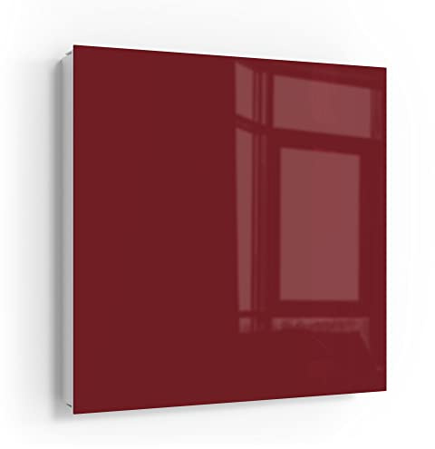 DEQORI Schlüsselkasten weiß | 30x30 cm | Unifarben - Dunkelrot | Glas & Metall Schlüssel-Box | Schlüsselschrank mit 50 Haken + 2 Magnete | Moderne Design Box magnetisch & beschreibbar