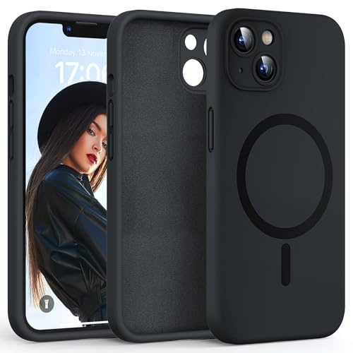 HATOSHI für iPhone 13 Hülle für Magsafe, Silikon Anti-Rutsch Kratzfestes Stoßfest Handyhülle für iPhone 13 Schutzhüll, Schwarz