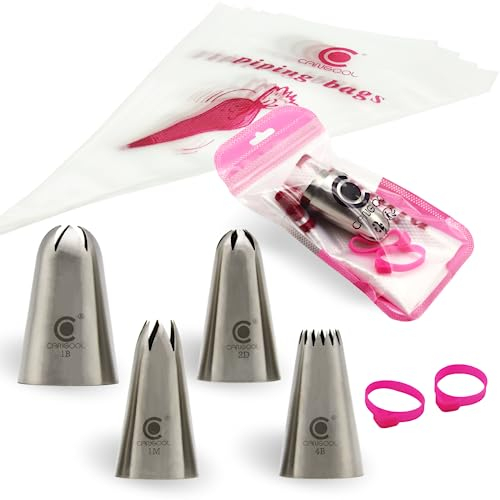 Cangool Nozzles for piping bag set pattern #2D #1M #4B #1B - practical addition to any piping nozzle set - perfect for cakes, cupcakes and more!