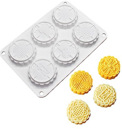 6 Flower Silicone Cake Mold Handmake DIY Bread Mould Silicone Moulds For Cake Mooncake Mold Cake Tools (Mooncake O_8.52 X5.8 X0.84 inch)