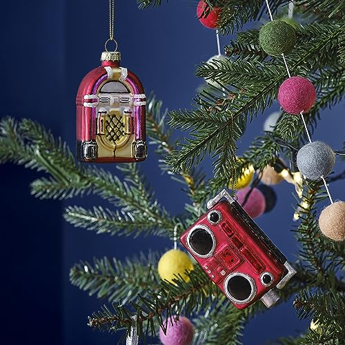 Ginger Ray Weihnachtsdekoration, Retro-Juke-Box und Boombox, dekorativer Baum, dekoratives Zubehör, 2 Stück