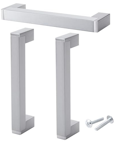 Stahlia EDELSTAHL Möbelgriffe 128mm Lochabstand (5 Stück) Schrankgriffe Schubladengriffe QUAD 15mm Griffe für Küchenschränke & Möbel Küchengriffe Türgriffe