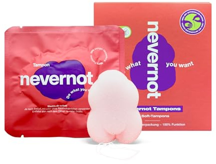 nevernot Softtampons, 150 Stück: Menstruationsschwamm mit optionalem Faden, 100% schadstofffrei, Super weicher Tampon, Einfach zu entfernen, Ideal für Sport, Sauna & Schmerzpatientinnen