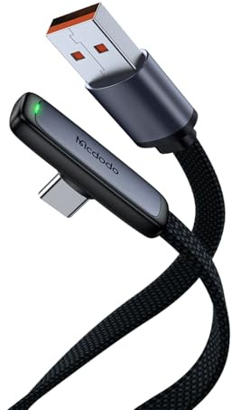 mcdodo Cable USB C de 90 grados carga rápida 1.8M cable de carga Cable tipo C compatible con iPhone 15 Pro Max, Galaxy S21 Huawei/Xiaomi/Pixel