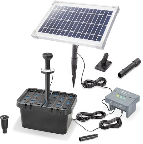 esotec Solar Teichfilterset Profi 8/400 LED, Teichfilter Komplettset mit Pumpe, LiFePo4 Akku, Solarmodul, Solar Teichpumpe für außen, mehrstufige Filterung für Gartenteich, 100951