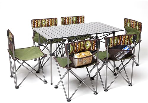 Tragbarer Faltbarer Tisch und Stühle, Aluminium-Tischplatte, Kleiner Picknicktisch, Campingstuhl-Set mit Netztasche, Tragetasche, zum Wandern, Wohnmobil-Reisen