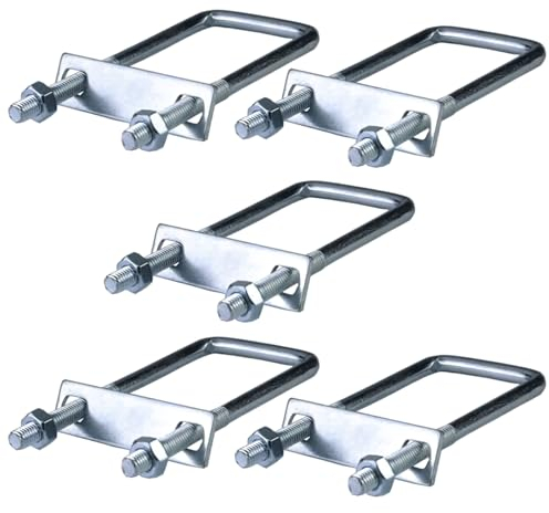 BGGNDZ U-Bolzen M8 Vierkantklemme, Eisenmaterial, quadratische U-Bolzen, U-Kreuz-Rohrschelle, Rohrschellen-Befestigungsclip mit Schallwand und Kolben