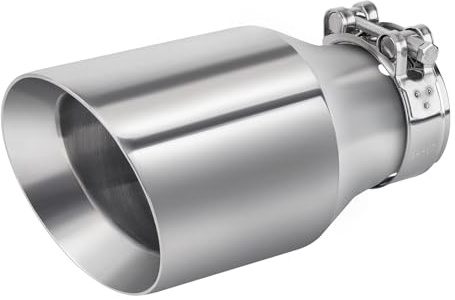 Atokrtact Punta de escape, 6,3 cm de entrada a 8,9 cm de salida, punta de escape, 17 cm de longitud, punta de silenciador, acero inoxidable 304, tubo de escape, punta de escape diésel, abrazadera de