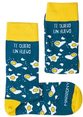 MARRON Y NEGRO - Calcetines Te Quiero un Huevo - Fabricado en España - Perfectos para Regalos - Divertido - Calcetines Originales - 80% algodón - Para Hombre y Mujer