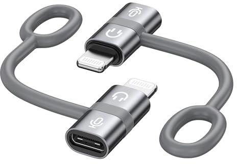 RAVIAD Adattatore Microfono da USB C a Lightning (2 Pezzi), Adattatore da Lightning Maschio a USB C Femmina per Microfono Lavalier Wireless con Cordino Anti-Perdita per iPhone, Non per Cuffie/Dati