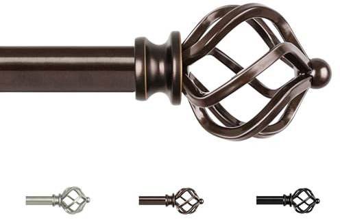 KAMANINA Gardinenstange Bronze 80 to148CM Lang, Dekorativ Vorhangstangen Ausziehbar Vorhangstange mit Twist Cage Endstück für Fenster, Wohnzimmer, Schlafzimmer