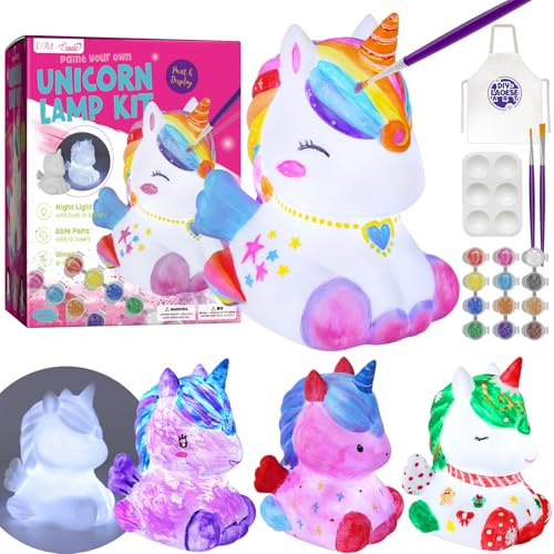 Kit de Pintura de Lámpara Unicornio, Luz Nocturna 3D, Arte Kits de Manualidades Niñas, Juegos y Juguetes para Niños 6-12, Regalo de Cumpleaños, Navidad y Halloween para Niñas 6 7 8 9 10 11 12 Años