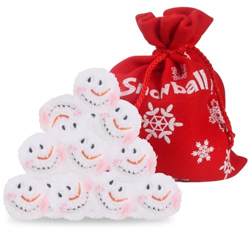 FONDUO Künstliche Plüsch Schneeball Set für Schneeballschlachten Indoor, Weihnachten Deko Schneebälle Weiß, Künstlicher Schnee Winterdeko, Lustig Weihnachtsdeko Schnee, Weihnachtskugeln