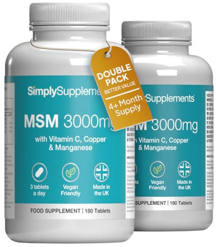 MSM 3000mg with Vitamin C, Copper & Manganese | 360 Vegan Tablets | UK Made